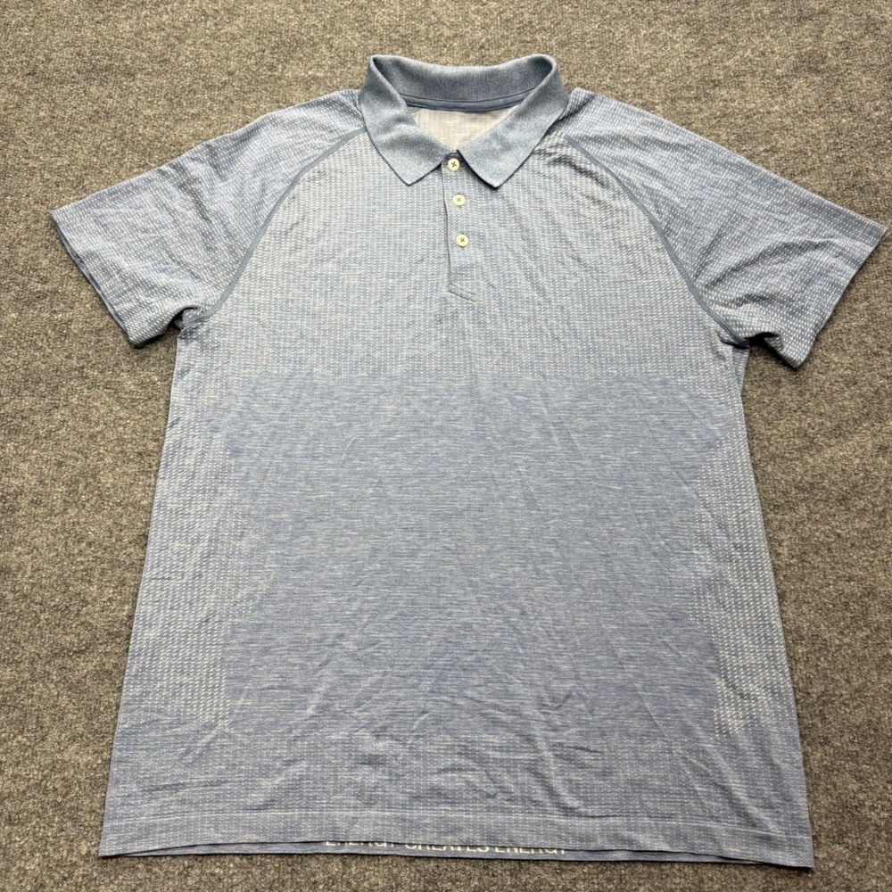 Lululemon Mens Metal Vent Tech Polo Shirt Light Blue Heathered Size L Activewear